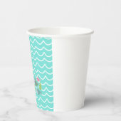 Cute Turquoise Whale & Fishy Paper Cups Papieren Bekers (Links)