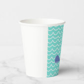 Cute Turquoise Whale & Fishy Paper Cups Papieren Bekers (Rechts)