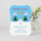 Cute Turquoise & Witte Prince Tuxedo Kat Verjaarda Kaart (Staand voorkant)