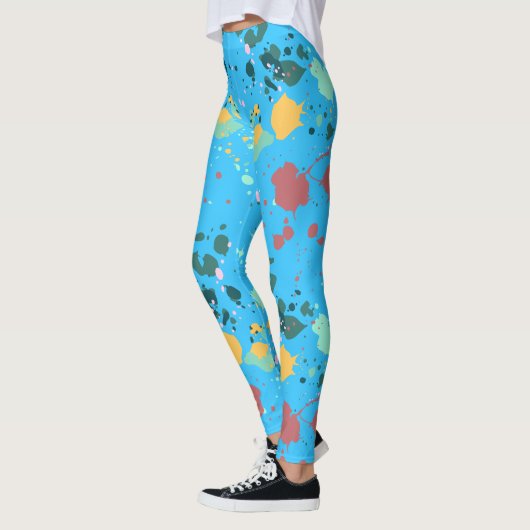 Cute Turquoise, Yellow Paint Splatter Pattern Leggings (Links)