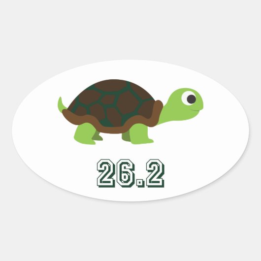 Cute Turtle 26.2 Ovale Sticker (Voorkant)