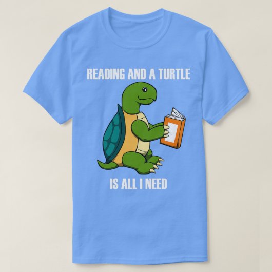 Cute Turtle and Reading Book Gezegde T-shirt (Design voorkant)