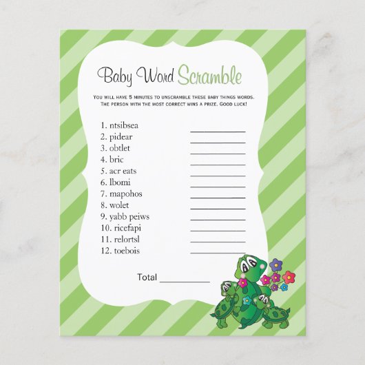 Cute Turtle Baby Shower Spelletje Flyer (Voorkant)