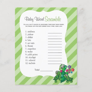 Cute Turtle Baby Shower Spelletje Flyer