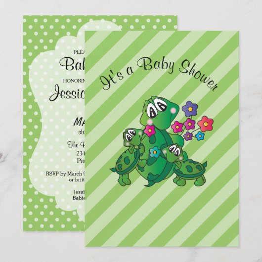 Cute Turtle Baby shower Thema Kaart (Voorkant / Achterkant)