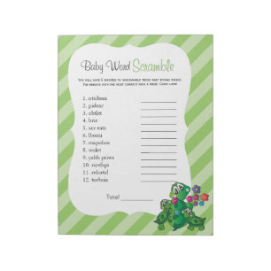 Cute Turtle Baby shower Word Game Notitieblok