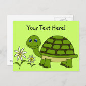 Cute Turtle Cartoon Briefkaart (Voorkant / Achterkant)