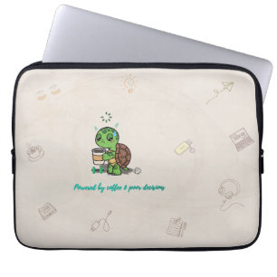 Cute Turtle Coffee Lover Laptop Hoes