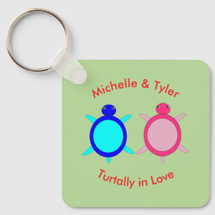 Cute Turtle Couple Custom Save the Date Wedding Sleutelhanger