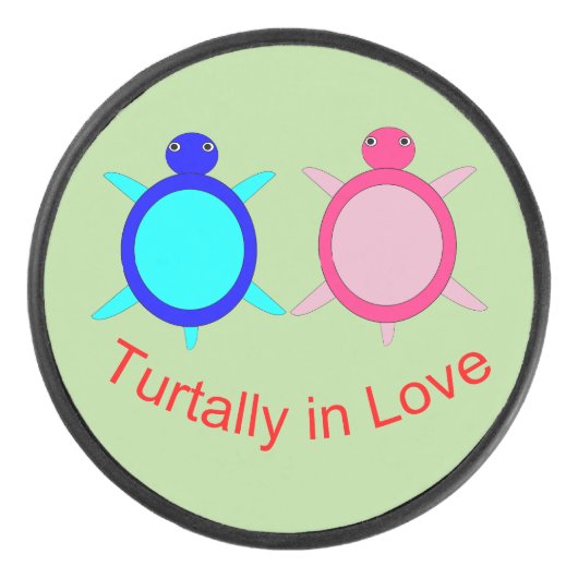 Cute Turtle Couple Hockey Puck (Voorkant)