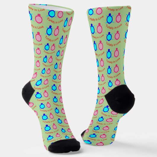 Cute Turtle Couple Patterned Sokken (Gebogen)