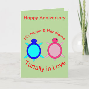 Cute Turtle Couple Personalized Jubileum Kaart