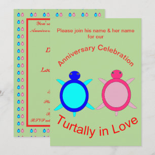 Cute Turtle Couple Personalized Jubileum Kaart