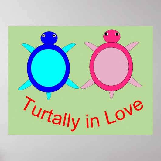 Cute Turtle Couple Poster (Voorkant)