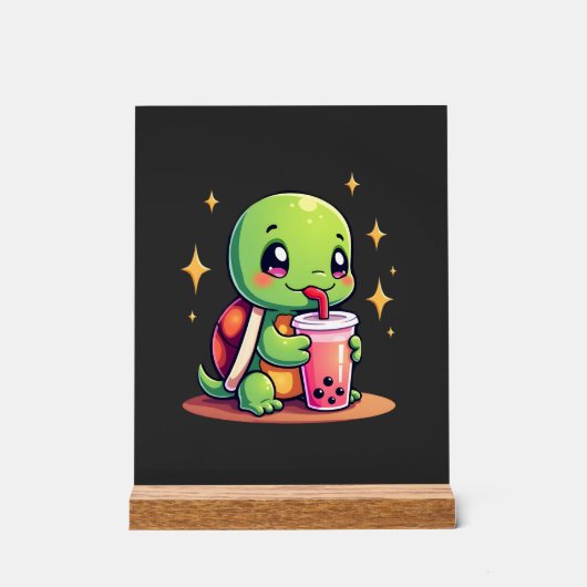 Cute turtle drinking boba. Funny Boba Turtles Love (Recto)
