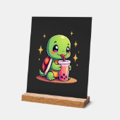 Cute turtle drinking boba. Funny Boba Turtles Love (Angle)