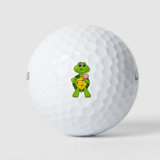 Cute Turtle Eating Ice Cream Cartoon Golfballen (Voorkant)