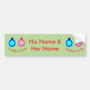 Cute Turtle Koppel Persoonlijk Bumpersticker