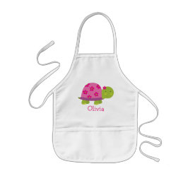 Cute Turtle Personalized Apron for Girls Kinder Schort