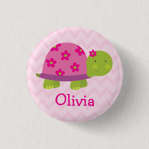 Cute Turtle Personalized Button for Girls