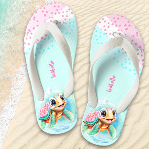 Cute Turtle Personalized Girls Kind Teenslippers