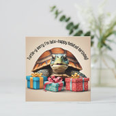 Cute Turtle Pun amusant Belny Anniversaire Carte (Debout devant)