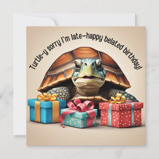 Cute Turtle Pun amusant Belny Anniversaire Carte (Devant)