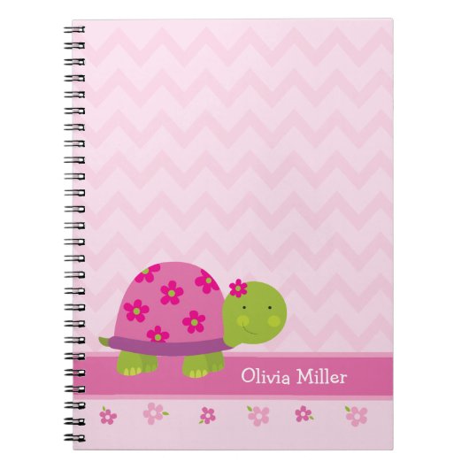 Cute Turtle roze, speciaal aangepast notebook voor Notitieboek (Voorkant)