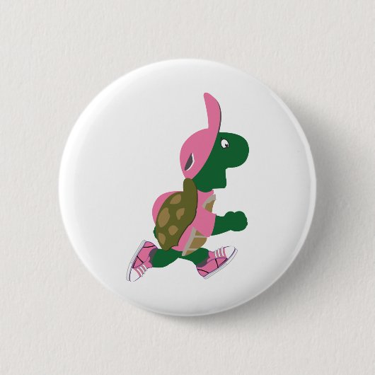 Cute Turtle Runner in PInk Ronde Button 5,7 Cm (Voorkant)
