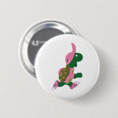 Cute Turtle Runner in PInk Ronde Button 5,7 Cm (Voorkant /achterkant)