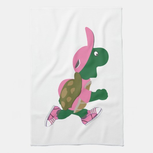Cute Turtle Runner in PInk Theedoek (Verticaal)