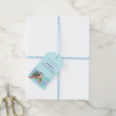 Cute Turtle Summer Beach Aqua 1e Verjaardag  Cadeaulabel (Met Touw)