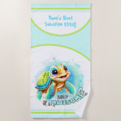 Cute Turtle Summer Vacation Personalized Boy Strandlaken (Voorkant)