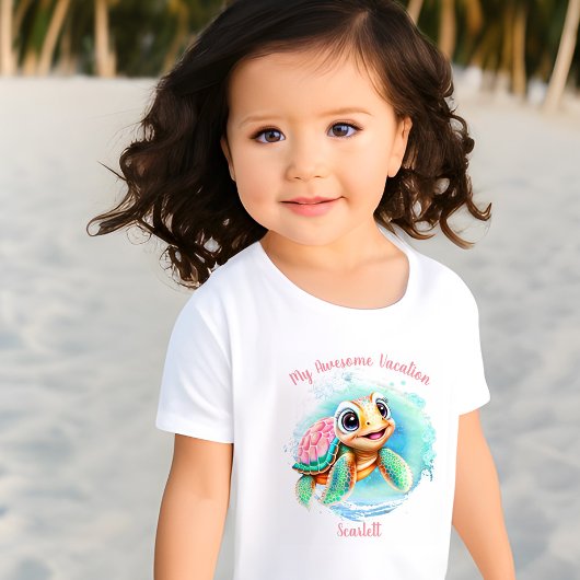 Cute Turtle Summer Vacation Personalized Girl Kinder Shirts