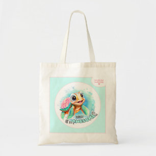 Cute Turtle Summer Vacation Personalized Girl Tote Bag