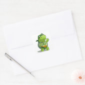 Cute turtle super held vierkante sticker (Envelop)