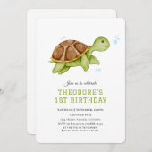Cute Turtle Under the sea 1ère invitation annivers (Devant / Derrière)