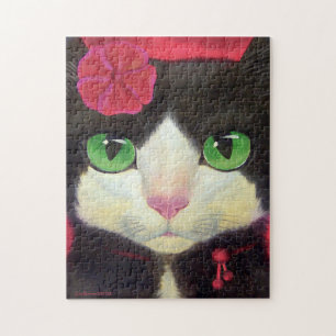 Cute Tuxedo Cat Black and White Kat Painting Legpuzzel