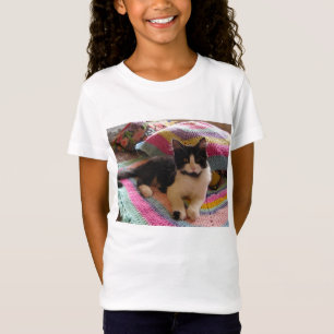 Cute Tuxedo Cat cats op Crochet Rug Girls T Shirt