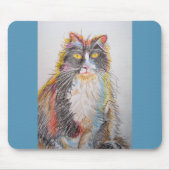 Cute Tuxedo Cat Drawing Computer Mouse Mat Pad Muismat (Voorkant)