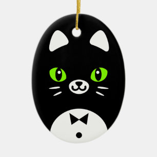 Cute Tuxedo Cat Keramisch Ornament