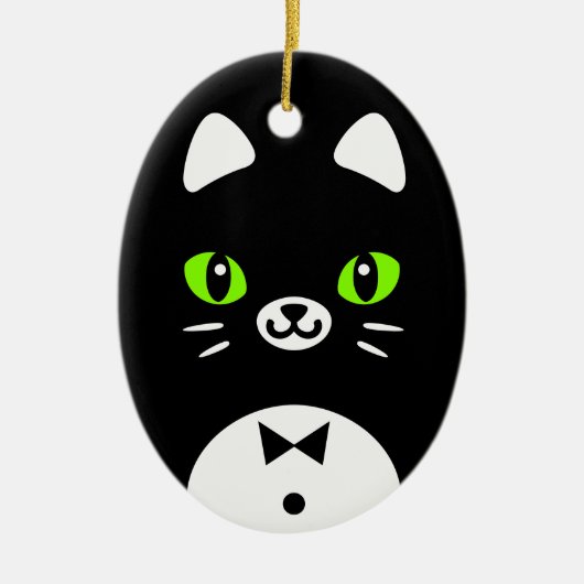 Cute Tuxedo Cat Keramisch Ornament (Voorkant)