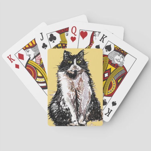 Cute Tuxedo chat aquarelle jeu de cartes (dos)