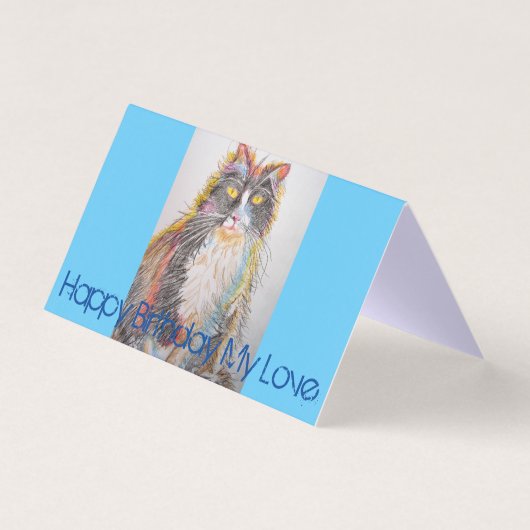 Cute Tuxedo Chat Dessin Amour Carte Anniversaire (Front)