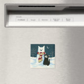 Cute Tuxedo Chat et Aimant Peinture Snowman (In Situ (Lave-vaisselle))