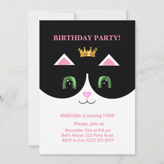 Cute Tuxedo Chat Invitation (Devant)