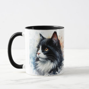 Cute Tuxedo Kat Aquarel Kunst Mok
