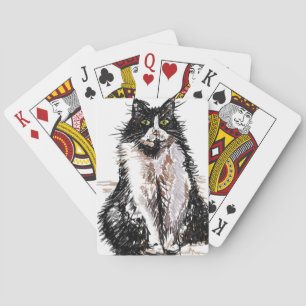 Cute Tuxedo kat Watercolor Speelkaarten Set