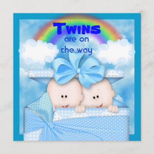 CUTE TWIN Baby shower BOYS Invitation Kaart