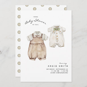 Cute Twin Boys Baby shower par Mail Invitation